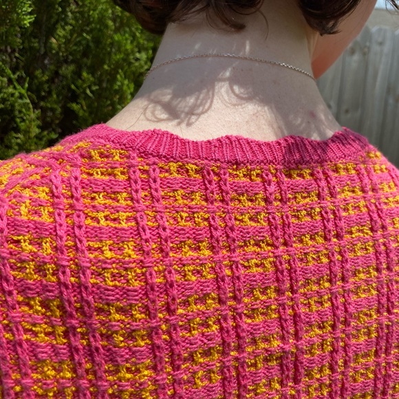 Free Assembly Pink & Orange Tweed Mini Sweater Dress Short Sleeves Size XS - Picture 6 of 9